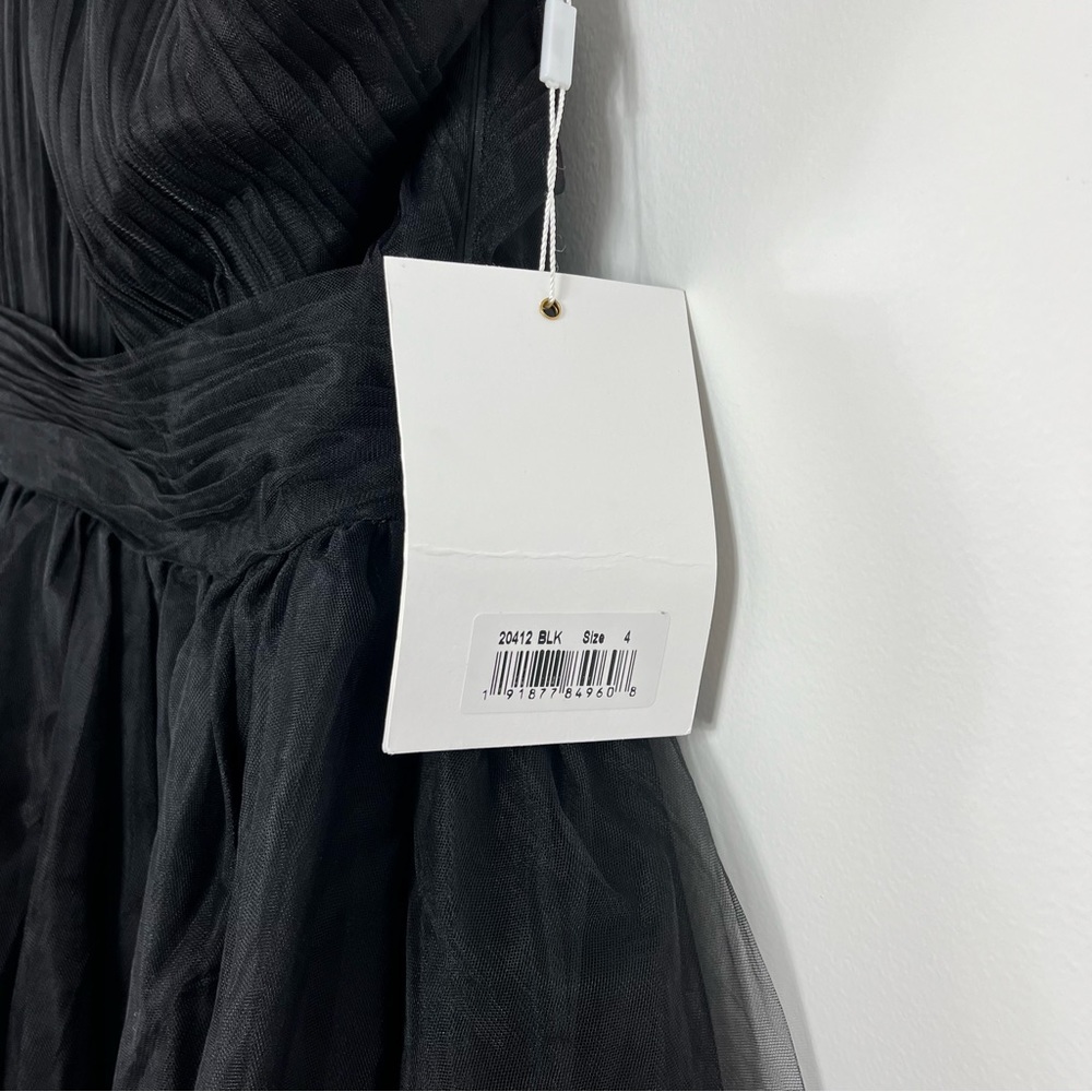Mac Duggal 20412 Ruffled One Shoulder High Low Tulle Gown Size 4 NWT Black - Picture 8 of 13